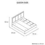 Queen 4 Pcs Bedroom Suite with Tallboy Fabric Upholstery MDF Combination of Black & Cement Colour V43-BDS-COP-4PC-TBY