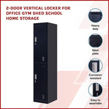 2-Door Vertical Locker for Office Gym Shed School Home Storage V63-832461