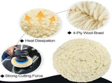6 PCS Wool Buffing Polishing Pads - 7 Inch Natural Wool Cutting Pads with Hook and Loop Backing V1366-AZ2-W-14399