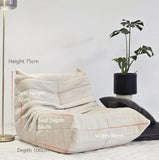 Vacuum-Packed, Comfy Mid Century Togo Lounge Sofa Modern Backrest White Corduroy Armless Retro V541-AMCHAIR-TOGO-WH