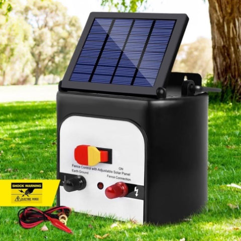 Giantz Fence Energiser 8KM Solar Powered 0.3J Electric Fencing Charger SFC-SO30-8KM-N