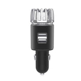 12V Car Air Purifier Car Air Freshener with Dual USB Charger Port Black V1263-JX-7201-1