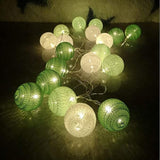 50 Ball Green Mix LONG 5m String Light Battery Box 5cm Cotton Ball Christmas Birthday Garden Special V382-GREENMIVBALLBATT50