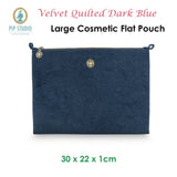 PIP Studio Velvet Quilted Dark Blue Large Cosmetic Flat Pouch V442-HIN-MISC-FLATPOUCHQUILTEDL-BLUE-SH