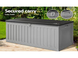 Gardeon Outdoor Storage Box 270L Container Lockable Garden Bench Tool Shed Grey OSB-S270-BKGE