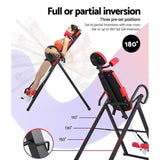 Everfit Inversion Table Gravity Exercise Inverter Back Stretcher Home Gym Red IVT-6314-RD-BK