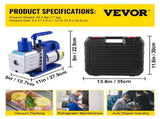 Vacuum Pump 4.8CFM 1/3HP Air Vacuum Pump HVAC A/C Air Refrigerant Rotary Vane Vacuum Pump Single V952-4.8CFM1/3HPZKB3F1V3