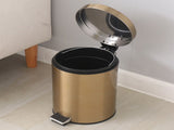 5L Stainless Steel Round Trash Can With Lid And Foot Pedal for Household Kitchen Hotel-Champagne V1161-110301