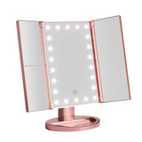 Embellir Tri-fold Makeup Mirror 1X2X3X Magnifying with LED Light Travel Portable Pink MM-E-TRI-3424LED-RGD