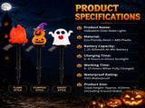 Halloween Solar Pathway Lights Set, 3 Spooky Designs Including Pumpkin with Witch Hat, Cute Ghost, V1341-ZY-NXU5E5RY-GHOST-2PCS