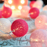 1 Set of 20 LED Pink 5cm Cotton Ball Battery Powered String Lights Christmas Gift Home Wedding Party V382-PINKBALLBATT20