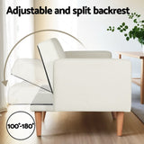 Artiss Sofa Bed Convertible Lounge 3 Seater Futon Couch Recliner Fabric Beige SBED-E-VEL-01-BG-AB