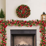 Christabelle 1m Christmas Garland with Red Berries Pine Cones Baubles Berries Tree Decoration O 112_GUE512