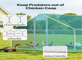 Metal Chicken Coop, 9.8x26.2x6.5 ft Large Walk-in Chicken Runs with Cover, Spire Roof Hen House V952-JSJS382MJDDMBL240001V0