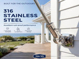 316 Stainless Steel Flag Pole Holder Supports up to 180 Degree Adjustment Installed on House Walls, V1366-AZ2-W-15581