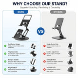 Aluminum Alloy Dual Device Stand for Phone Tablet, 360&deg Silent Rotation, Weighted Base 2KG Capacity, V1232-SJZJ-RHY-002