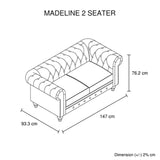 321 Seater Sofa Classic Button Tufted Lounge in Grey Velvet Fabric with Metal Legs V43-SET-JAQS-3+2+1-GR