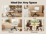 Artiss Armless Office Chair with Wheels, Ergonomic PU Leather Office Desk Chair, Height Adjustable OCHAIR-M-1142-PU-WH