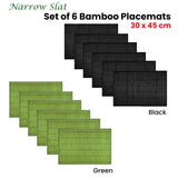 Set of 6 Narrow Slat Bamboo Table Placemats 30 x 45cm Green V442-JTC-PLACEMAT-BAMBOOCOL2G-GREEN-RE