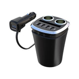 Vehicle Inverter Cup Shape Socket Extension, 120W Power Outlet with 4 USB Ports Multi-Function V1369-AZ3-W-10102