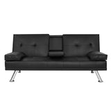 Artiss Sofa Bed 168CM Black PU Leather SBED-E-R1C-LEA168-BK