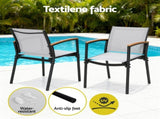 Gardeon 3PC Outdoor Bistro Set Table and Chairs Steel Dining Chair Patio Furniture Textilene ODF-BISTRO-TEX-GE