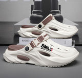 Unisex Clog Sandals Open Toe Slip-On Sandals Soft Sole Walking Shoes Outdoor - White and black V1102-M-SHOE-71471-BLAC-9AU9EU426828