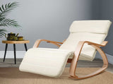 Artiss Rocking Armchair Footrest Nursing Beige Afton ARMCHAIR-10-BEIGE