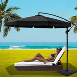 Instahut 3m Outdoor Umbrella w/Base Cantilever Garden Beach Patio Black UMB-BAN-F-50N-COM-BK