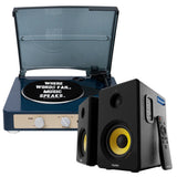 Gadhouse Brad MKII Record Player - Navy Bundled Majority D40X Bluetooth Speakers V398-GAD0104-MY