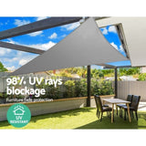 Instahut Shade Sail 6x6x6m Triangle 280GSM 98% Grey Shade Cloth SAIL-DL-H-6X6X6-C-GR