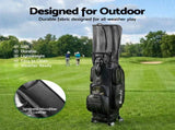 Everfit Golf Cart Bag Rolling Buggy Club Organiser Synthetic Leather Black GOLF-B-BAG-CART-BK
