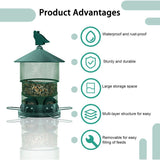 Metal Bird Feeder, Squirrel Resistant Hanging Bird Feeder with 4lbs Seed Capacity for Outdoor Garden V1237-ZY-528-248