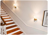 LED Wall Sconce Wireless Light 2-Pack - Black Finish with White Fabric Shade LSB-68991