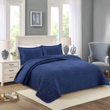 100% Cotton Lightly Quilted Coverlet Set Unity Navy Queen V442-STT-COVERLET-UNITY-NAVY-QS