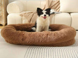 Fluffy Donut-Shaped Pet Bed- Soft, Cozy, and Anti-Anxiety for Dogs and Cats, Machine Washable khaki V888-ELOSUNG10233