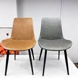 Minimal List Dining Chairs PU Retro Chair Cafe Kitchen Modern Metal Legs x 2 Brown V255-DINBROWN