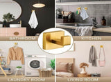 Brushed Gold Stainless Steel Heavy Duty Wall Mounted Square Towel Hooks Robe Hooks - 6 Pack for V1259-HOOK-SS-SQ-BG-6PK