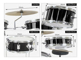 Karrera Mini 4-Piece Children Drum Kit Set Wooden with 2 Toms Bass Pedal Snare Stool Metallic B 4PC-DRUM-BLK