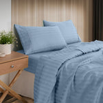 KENSINGTON 1200TC COTTON SHEET SET IN STRIPE-KING - CHAMBRAY ABM-202144