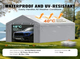 Carport Replacement Canopy Cover Top Side Wall 10 x 20 ft, Garage Tent Shelter Tarp Heavy-Duty V952-CKPB10X20FTH27H20V0
