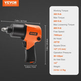 Air Impact Wrench 1/2" Square Drive 880ft-lbs Nut-busting Torque 90-120PSI V952-KQ660N121000NS328V0