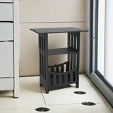 3 Tier Side Table Night Stand, Narrow End Table with Storage Shelf, Extended Desktop & Solid V1366-AZ2-W-14196