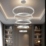 BAMDECOR A18813/5 Modern LED ChandelierRings Round Ceiling Lighting Fixture 3 Color Temperatures V255-BAM-188135-SILVER