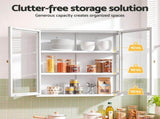 Artiss Buffet Cabinet Sideboard X2 Wall Mounted Clear Display Storage 60cm White AI-SID-WM-3T-WHX2
