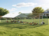 Metal Chicken Coop, 9.8x26.2x6.5 ft Large Walk-in Chicken Runs with Cover, Spire Roof Hen House V952-JSJS382MJDDMBL240001V0