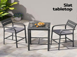 Gardeon 3Pcs Outdoor Bar Set Stools Dining Chairs Table Patio Aluminium Bistro Set Black ODF-BARSET-BK-3SET-AB