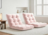 Artiss 2PCS Floor Lounge Sofa Bed Flannel Fabric Pink FLOOR-SBL-M193-S-PKX2