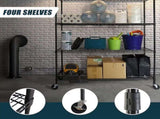Modular Wire Storage 150x45cm Steel Shelving Black With Wheels For Garage Warehouse Or Kitchen V63-841201
