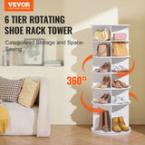 VEVOR 6-Tier Rotating Shoe Rack Tower 360&deg; Spinning Shoe Display Carousel White V952-BSXZXJ6CGD4GJF8W5V0